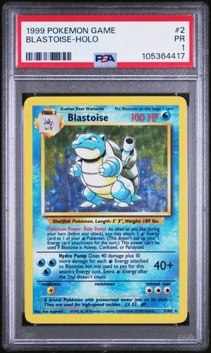 1999 POKEMON GAME #2 BLASTOISE-HOLO POKEMON CARD PSA 1