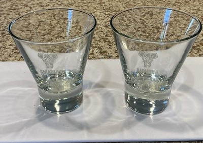 SET OF 2 AMARULA CREAM 4  STEMLESS GLASSES LIQUEUR MARTINI ETCHED DESIGN BARWARE