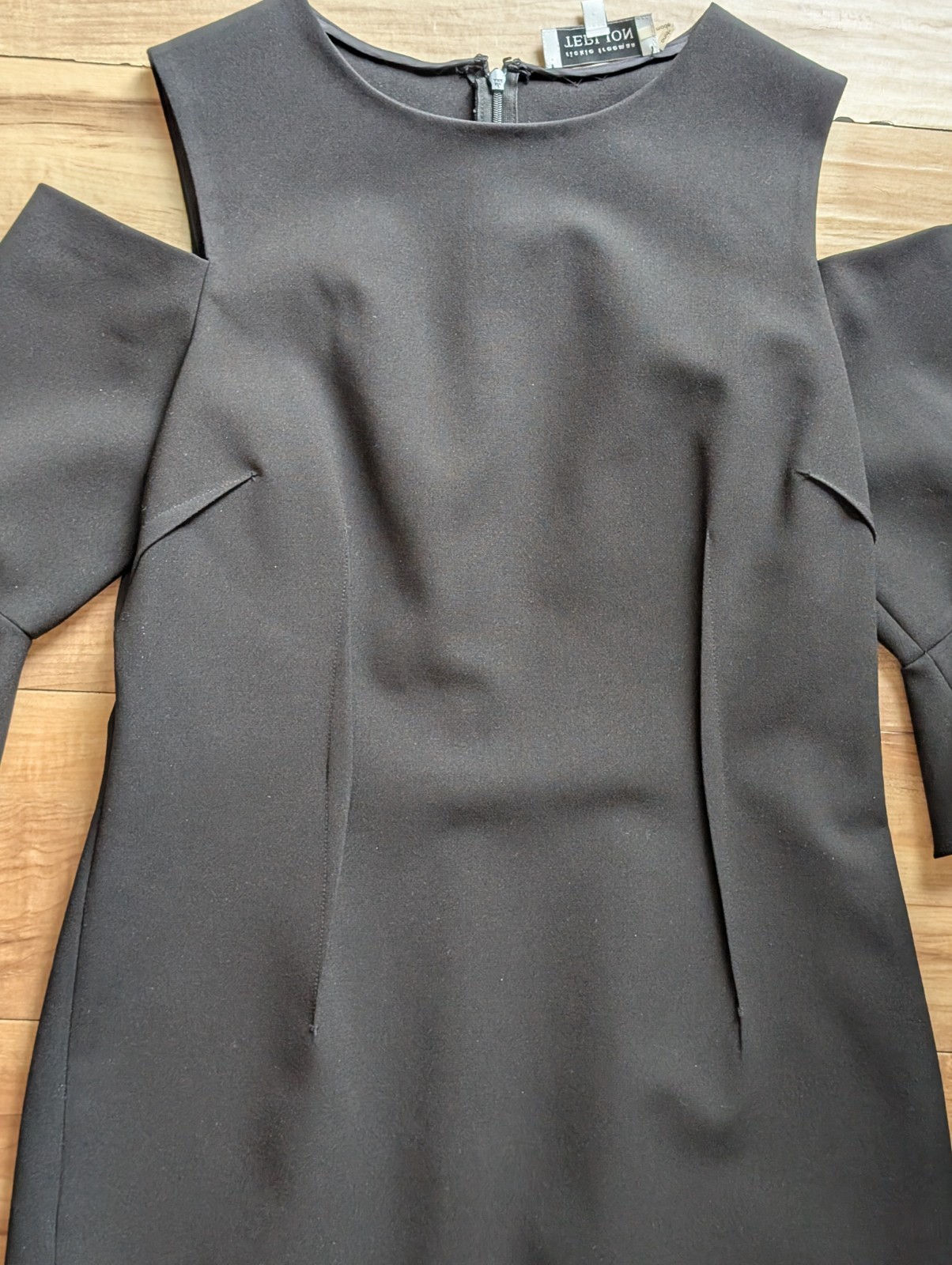 Teri Jon by Rickie Freeman Black Ruffle Bell-Sleeve Mother Of Wedding Dress Sz 6