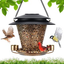 Solar Bird Feeders for Outside Hanging Metal Wild Bird Feeder Solar Lanterns ...