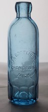 Old Hutch Hutchinson soda bottle, cornflower blue SPA Grand Rapids MI - MI0166