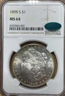 1898 S MS64 CAC NGC Graded  Morgan Silver Dollar Slight Rim Tone
