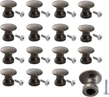 16 Pack Mini Cabinet Knobs, 1/2 Inch Dia Bronze Drawer Pulls Handles, 