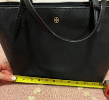 Tory Burch Saffiano Leather Double Handle Tote Black