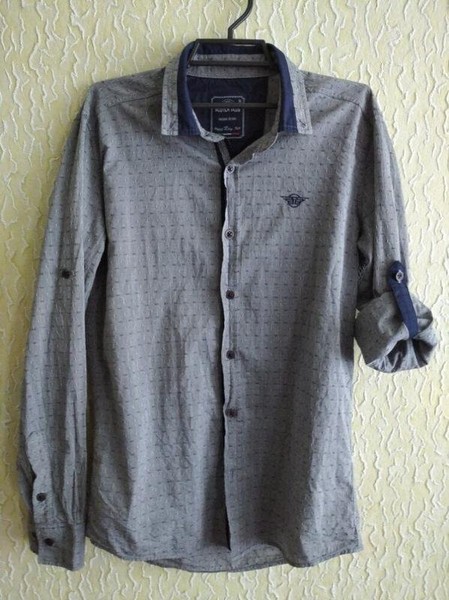 Men Scotchlite Shirt Grey Cotton 38 / M