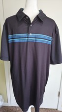 PGA TOUR PRO SERIES XL Men's Golf Polo Shirt Black Blue Striped lightweight