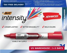 BIC Intensity Advanced Colorful Dry Erase Markers, Chisel Tip, 24-Count  Ideal