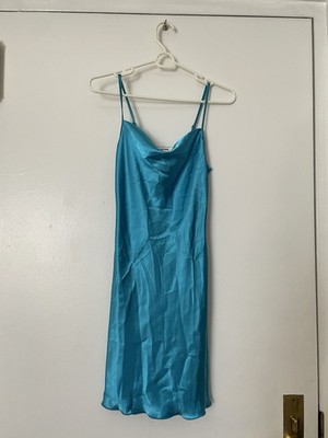 bebe Blue Satin Full Slip Dress XS Adjustable Straps Women's Solid | eBay