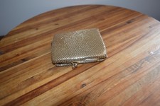 Vintage Gold Metal Mesh Clutch Wallet Kiss Lock Purse Fiocchi Italy Glomes Style