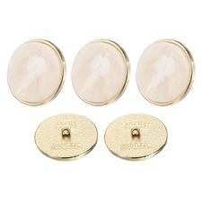 5pcs Metal Pattern Round Sewing Buttons 28mm Resin Craft Buttons, White
