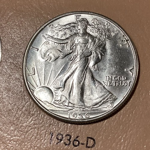 1936-D Hard Date Silver Walking Liberty Half  Dollar Probably BU Call AU++/BU!
