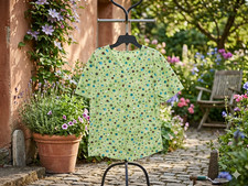 SB Scrubs Size S Scrub Top Green With Circles Has Pockets Medical Nurse Small