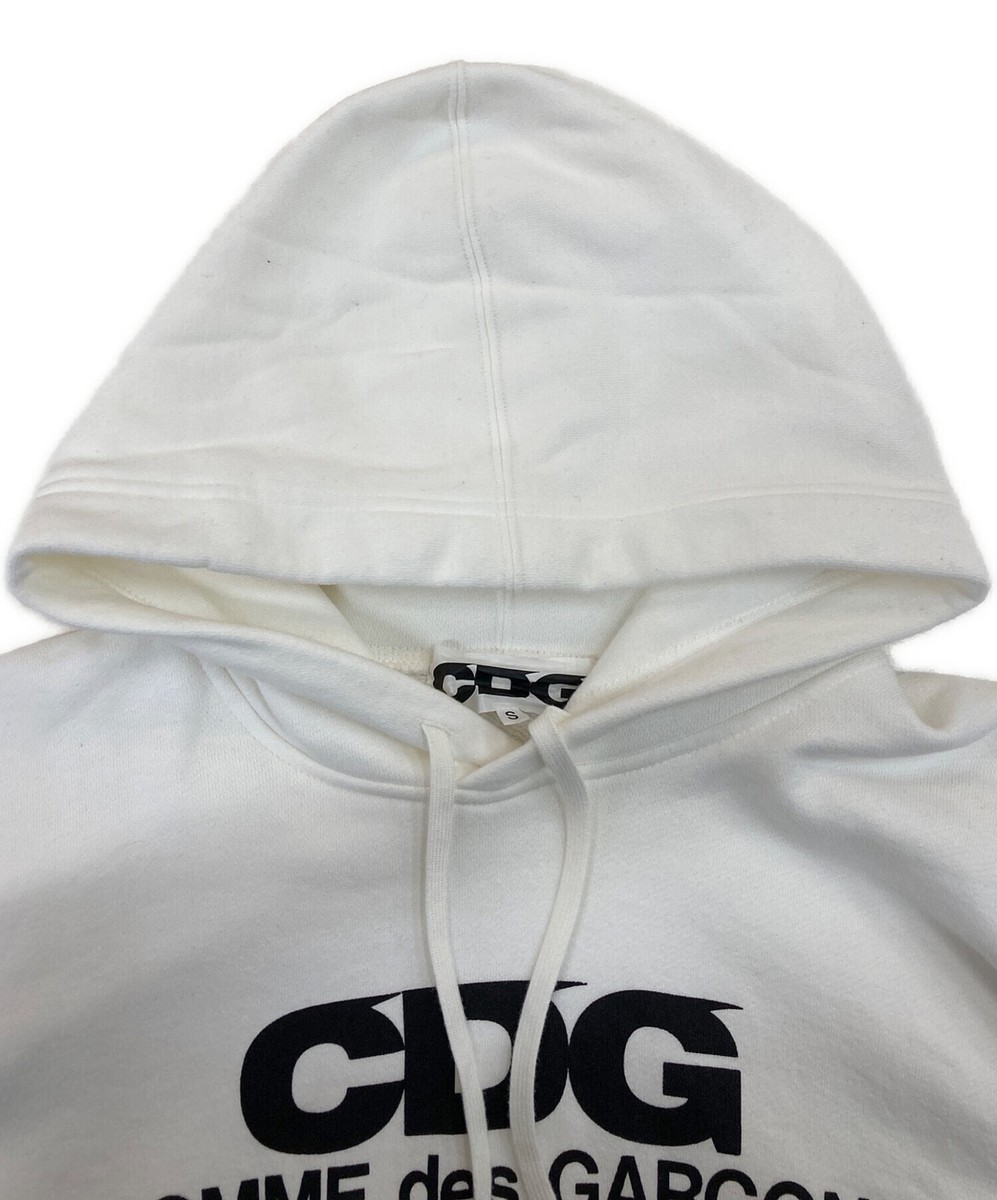 CDG logo print poncho sweatshirt hoodie Size: S White x