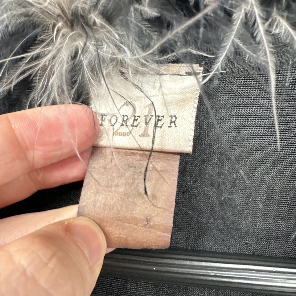Chaqueta De Colección Forever 21 Para Mujer S Negra Maxi Cuello De Piel Sintética Gótica Y2K Plumero Foto 4 de 4