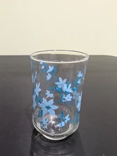 Vintage Blue Flowers Libbey Juice Glass
