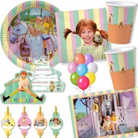 Party-Set Pippi Langstrumpf Geschirr + Deko Kindergeburtstag Kinder - 104 Teile