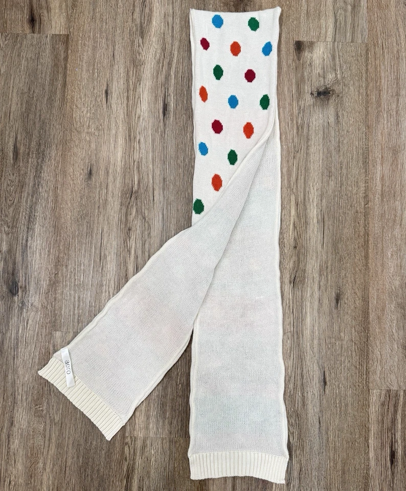 AERO Aeropostale Bufanda Blanca Arco Iris Lunares Multicolor Rectangular Cuello Envoltura Foto 4 de 4