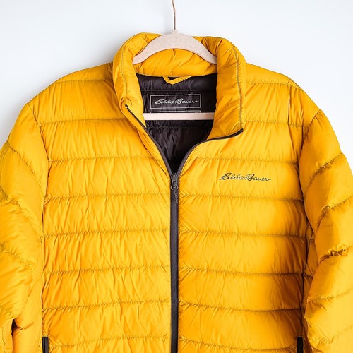Eddie Bauer Cirruslite Spring White Duck Down Jacket Mens XL Yellow Brand New - Picture 2 of 6