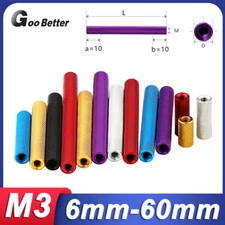 10 Pcs M3 Knurled Aluminum Alloy Threaded Standoff Spacer Round Nuts Sleeve Rod