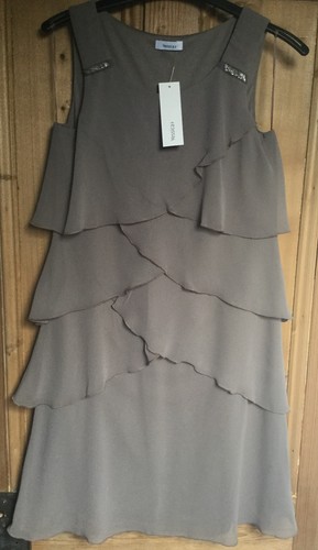 Totalmente nuevo para mujeres C\u0026A Yessica Hongo Gris Capa Forrado Vestido  Talla 10 | eBay