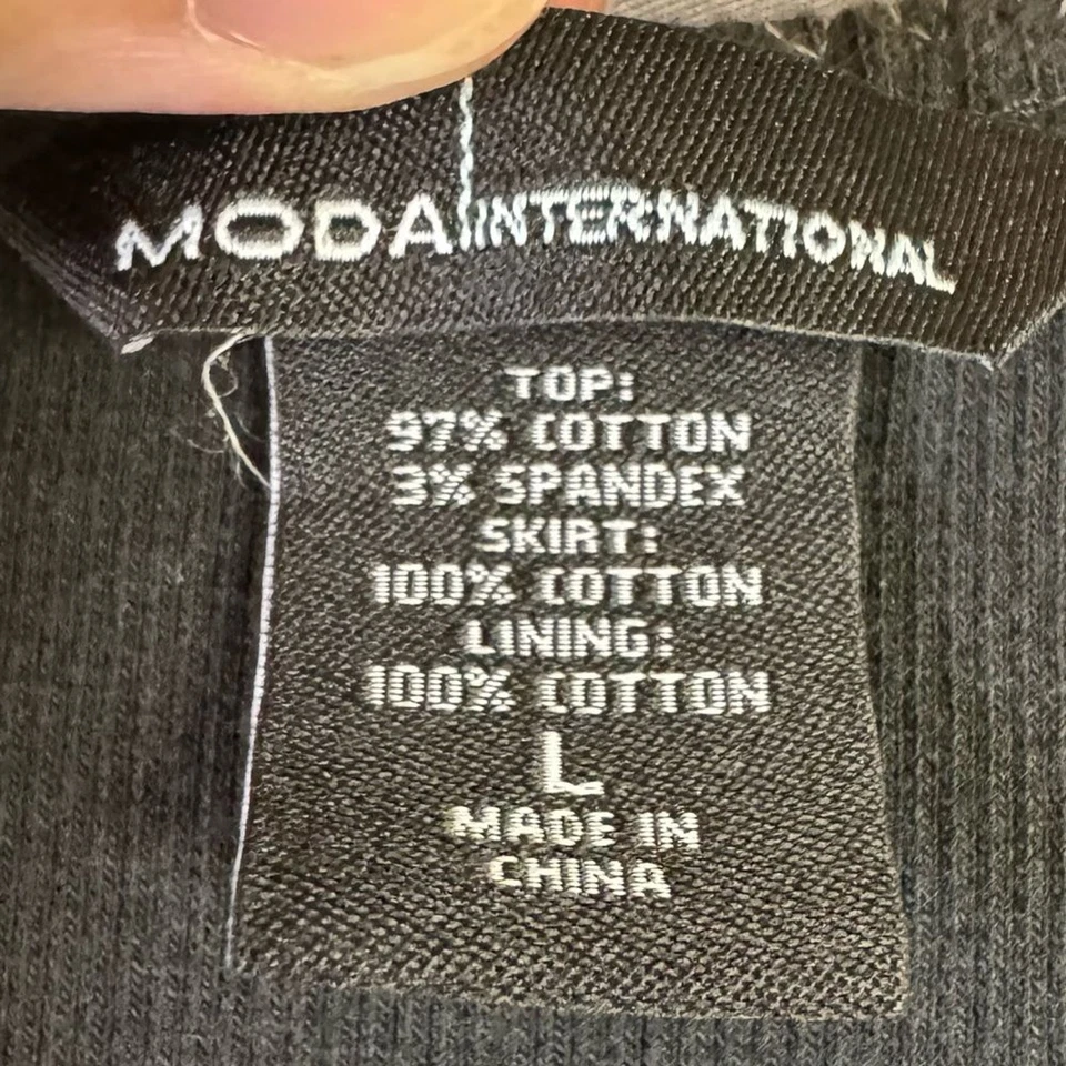 Moda International dress women large knit racerback tank crochet hem black - Image 4 of 4