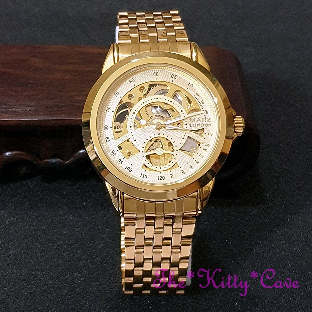 Automatic Mechanical Steampunk Skeleton 2tone Gold Gents