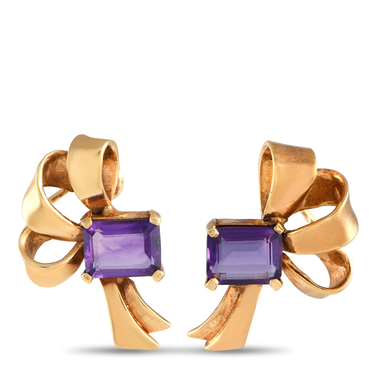 Tiffany Co. 14K Yellow Gold Amethyst Earrings TI10 101123 eBay