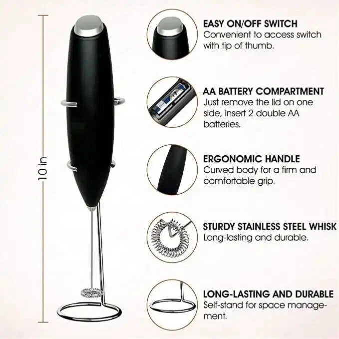 Milk Frother (available in black, white, silver, pink, and red)