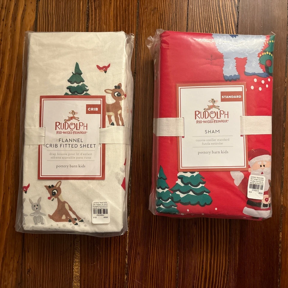 Pottery barn Disney Crib Toddler SHEET+ sham Rudolph Holiday Santa gift Winter - - Image 4 of 4