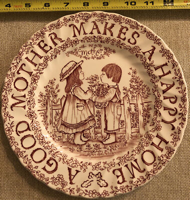 Staffordshire England  A Good Mother Makes A Happy Home  9  Plate By N.Sherman