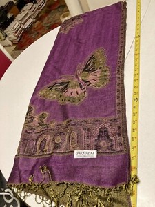 Purple SILK PASHMINA SCARF 28x68”
