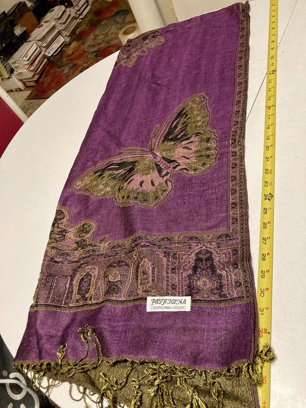 Purple SILK PASHMINA SCARF 28x68”