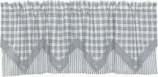 Farmhouse Blue Layered Valance Handkerchief Style w/ Button Accents Sawyer Mill
