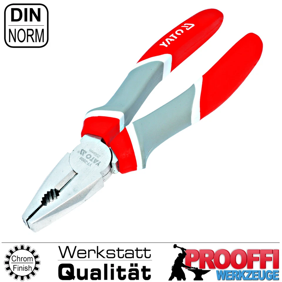 5 tlg Elektriker Zangen Set Seitenschneider Kombi Spitz Radio Abisolier Zange YT - Bild 3 von 4