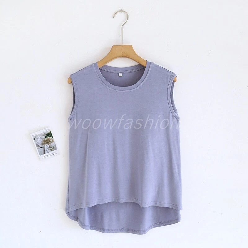 Mujeres Bambú Estante en Sujetador Sin Mangas Camisola Túnica Prendas para el torso Sueltas Prendas para dormir Camisas Foto 4 de 4