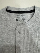 Perry Ellis Portfolio Men's Tight-Knit Henley Long Sleeve Shirt, Medium