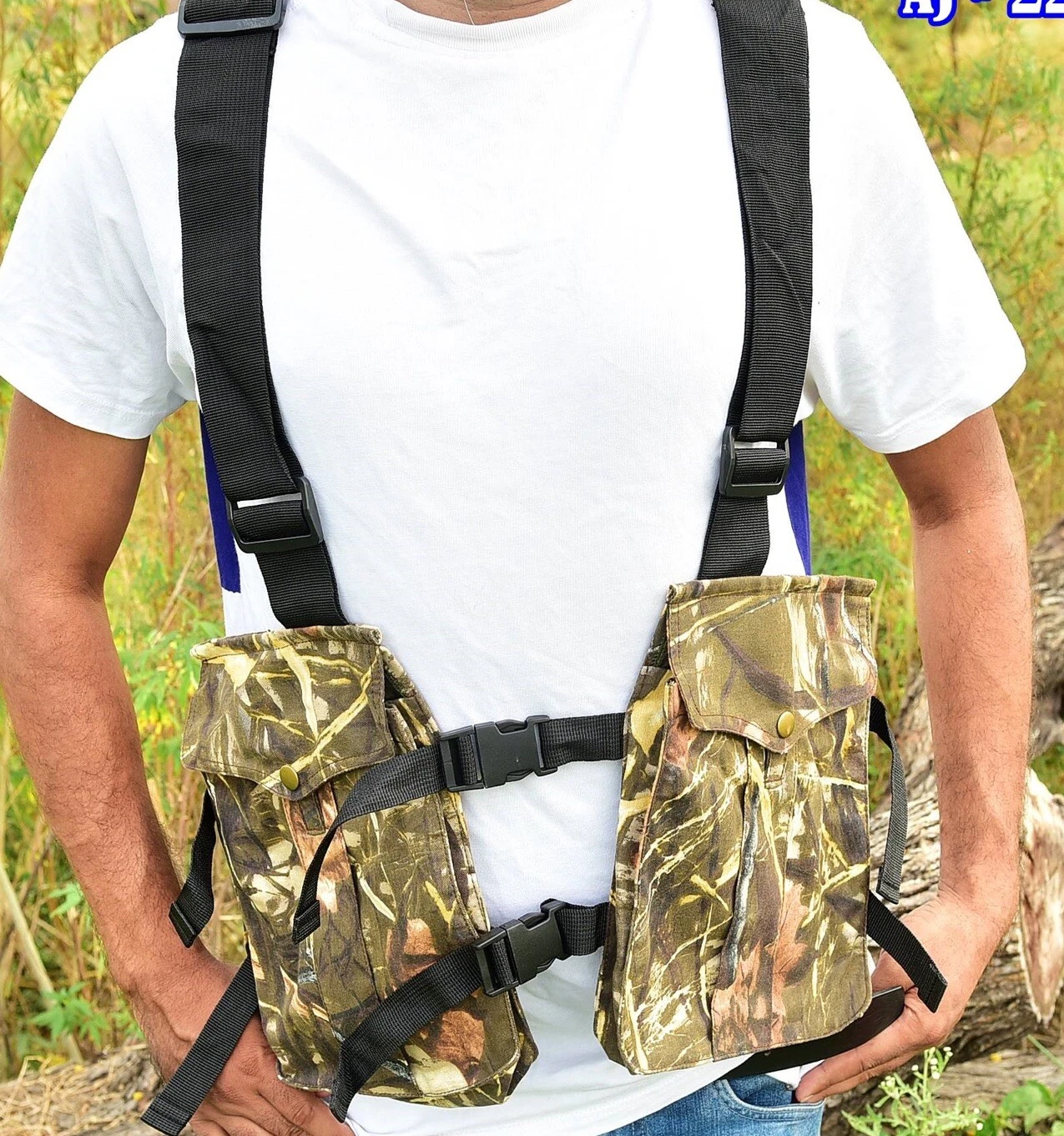 Upland Hunting strap vest Waxed water proof canvas Camping Fishing Adjustable