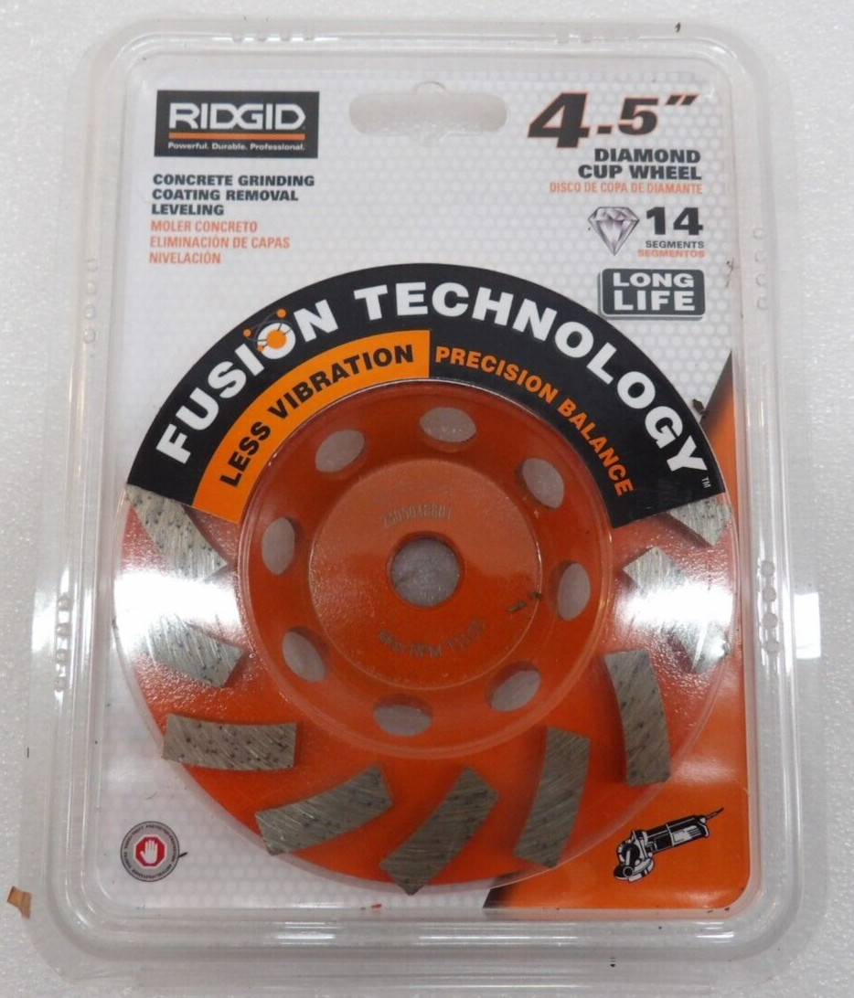 Ridgid TAW45P1 4.5" Diamond Cup Wheel 14 Segments Concrete Grinding eBay