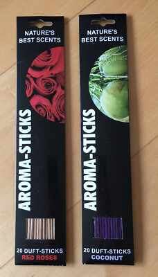 Nature s Best Scents Aroma-Sticks, 2x20 Duft-Sticks Red Roses & Coconut, neu