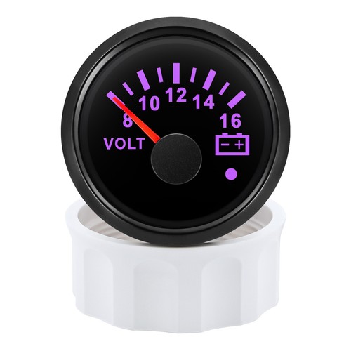 52mm Black Universal Voltmeter Gauge 8-16V Voltage 7 Colors LED For Boat Car - Foto 12 di 16