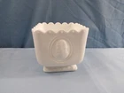 Fenton Satin Milk Glass Planter Vase w/ Patriotic Design Washington Jefferson