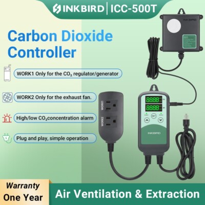 Digital CO2 Temperature Controller Monitor Environmental Control Hydroponics Fan