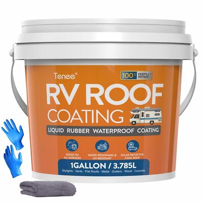 Liquid Rubber RV Roof Coating Repair Waterproof Solar Reflective Sealant 1 Gal