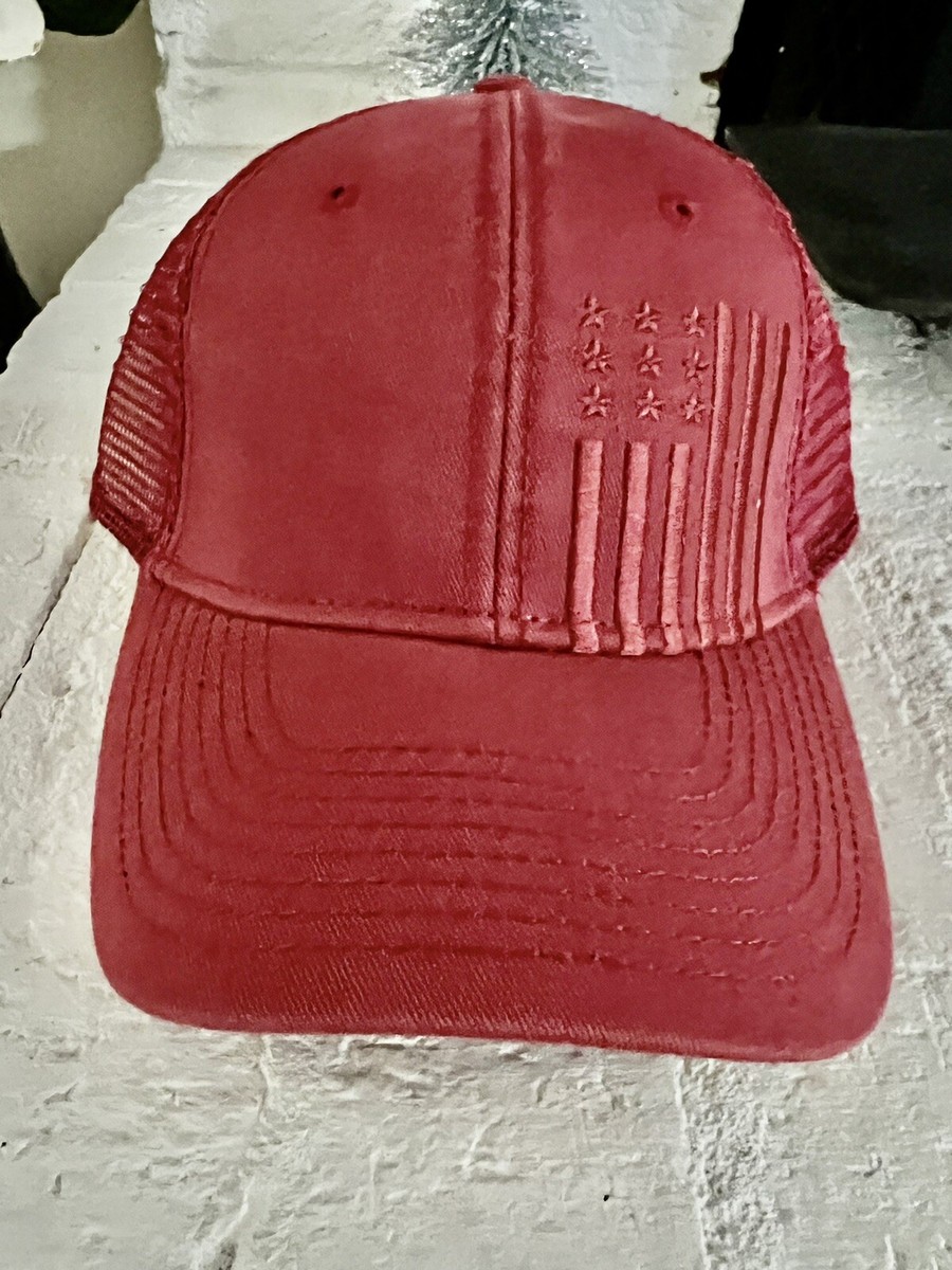 New~”Academy Sports”~Red American Flag~Adult Snapback Trucker Hat Cap  Adj