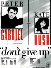 1986 Peter Gabriel/Kate Bush "Don't Give Up" Release Industry Promo Reprint Ad