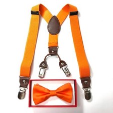 Neon Orange toddler bow tie  suspenders set Halloween Dress up for baby  boy