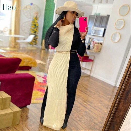HAOYUAN Sexy Knitted Side Split Sweater 