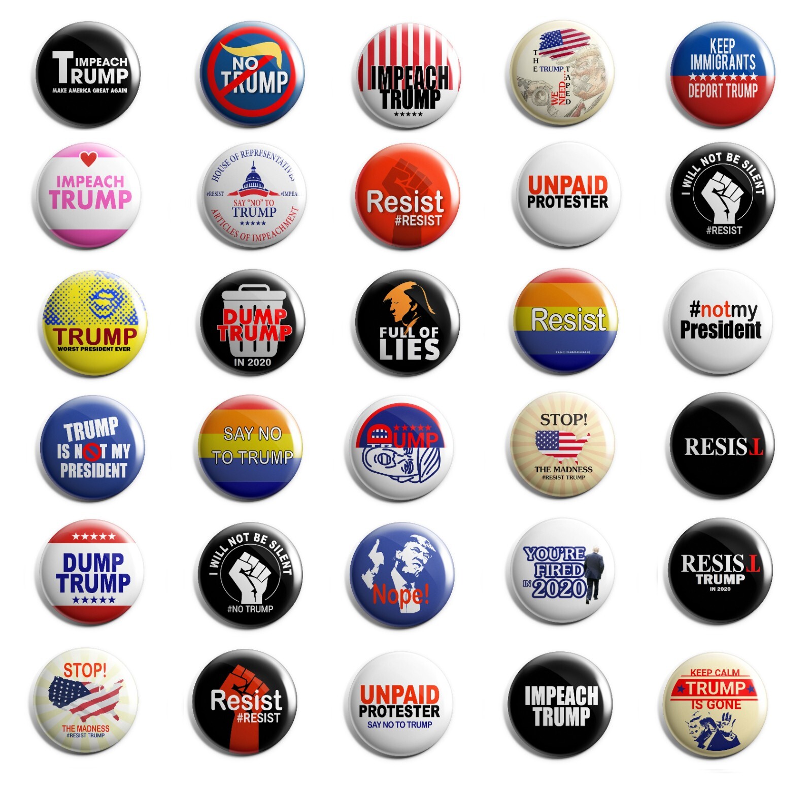 Anti Trump Best Seller Buttons 30-Pack (28-ANTI-TRUMP-ALL) | eBay