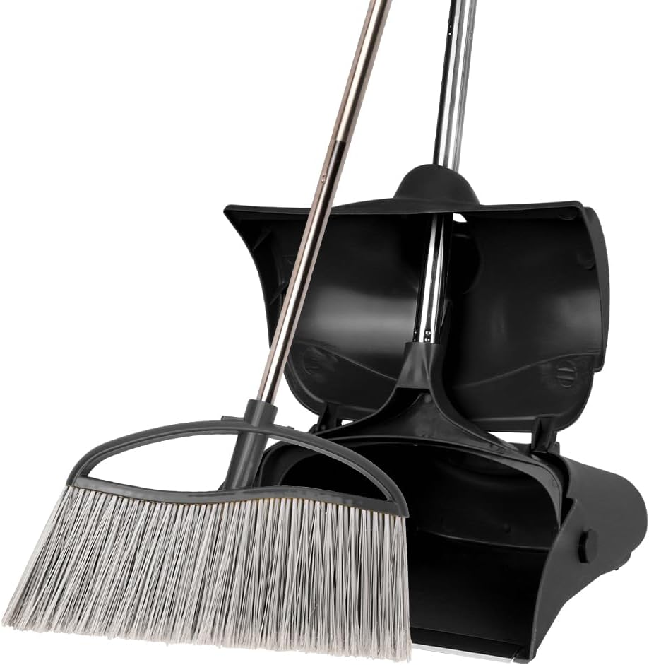 Long Handled Broom and Dustpan Set Commercial Sweep Set and Lobby Broom Upright