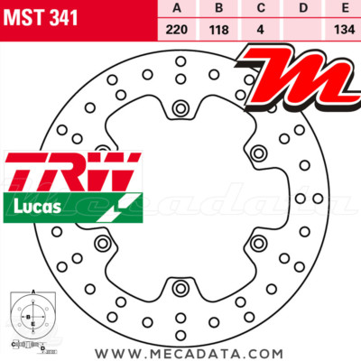 Rear Brake Disc TRW Lucas MST 341 Suzuki RM 250 (RJ14A) 1990